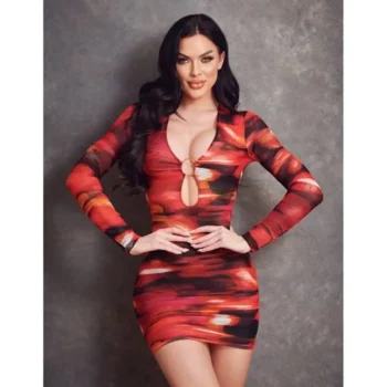 Red Printed Mesh Stockings