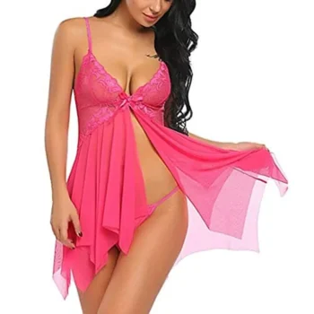 Pink Midnight Kiss Lace Nighty