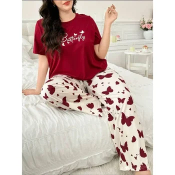 Butterfly Printed Nightwear Pajama Set